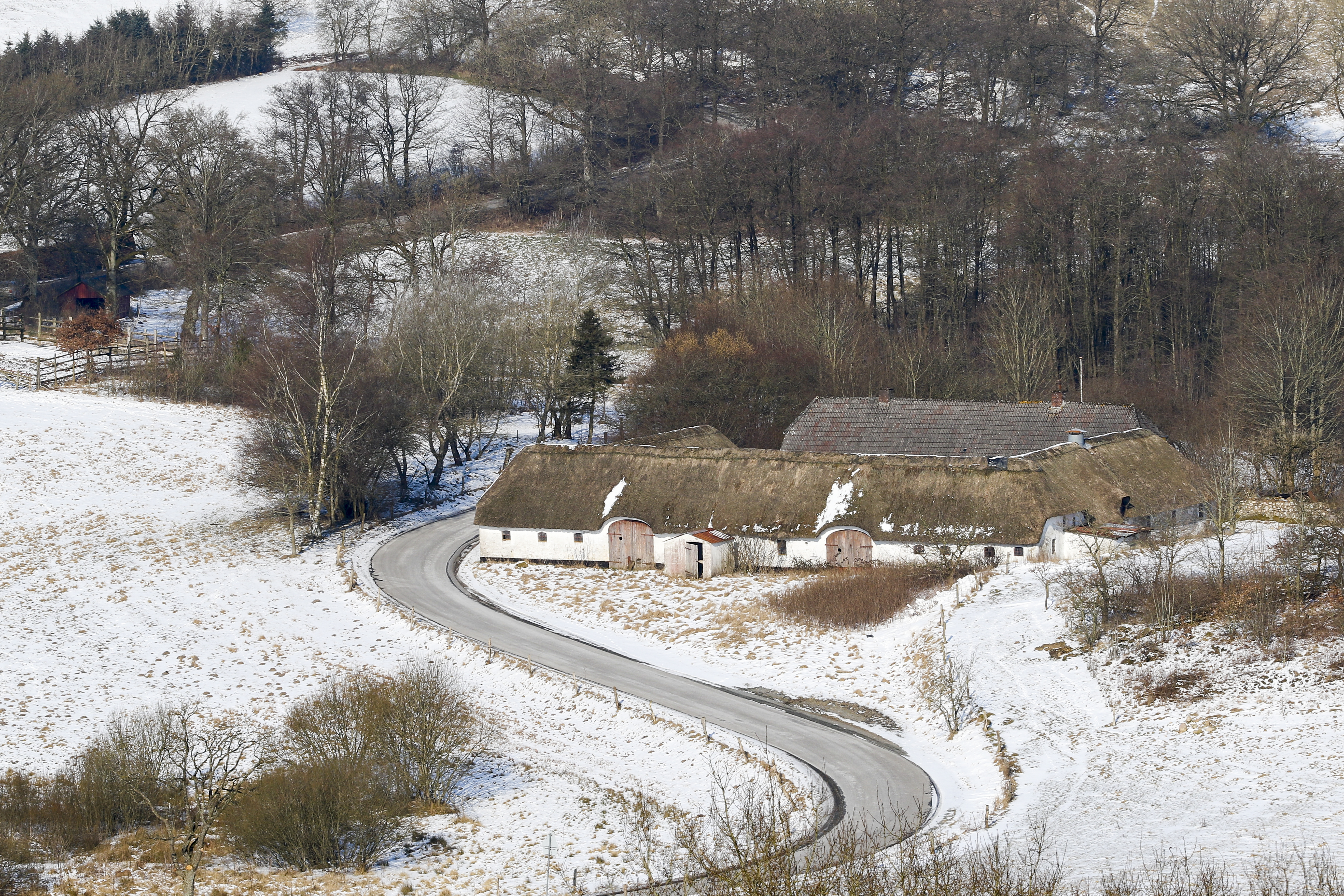 Winding road in snow