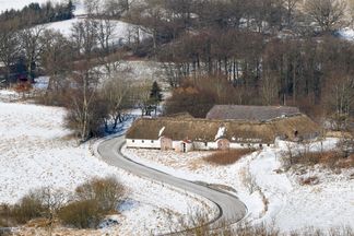 Winding road in snow
